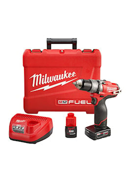MILWAUKEE 2404-22 M12;FUEL Hammer Drill/Driver Kit Contoured Soft Grip, T-Handle 12 V, 1/2 in Keyless, Metal Ratcheting