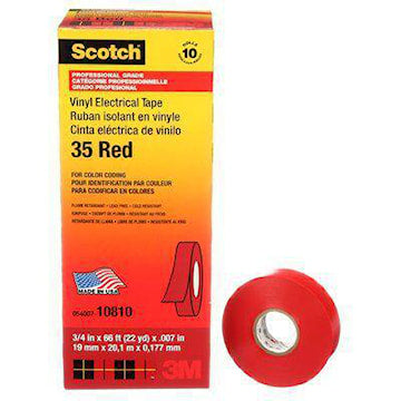 3M CANADA 35-3/4X66RD Scotch® Vinyl Insulating Tape 66 ft Lx 3/4 in W Vinyl Red