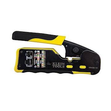 KLEIN TOOLS VDV226-110 Ratcheting Pass-Thru™ Modular Crimper 28-22 AWG Paired Yellow/Black
