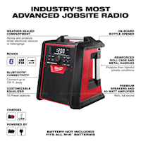 MILWAUKEE 2792-20 M18™ Jobsite Charger Radio FM/AM, AUX, Bluetooth, Cordless 18 V Lithium-Ion Battery