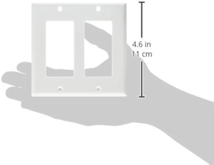 Leviton 80409-W 2-Gang Decora/GFCI Device Decora Wallplate, Standard Size, Thermoset, Device Mount, White, 25-Pack