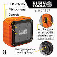 KLEIN TOOLS AEPJS1 Jobsite Speaker 3-7/8 in L x 2-1/8 in W x 3-1/2 in H