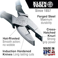 KLEIN TOOLS D213-9NE Side Cutting Plier New England 1-19/32 in L x 1-1/4 in W x 5/8 in T Jaw