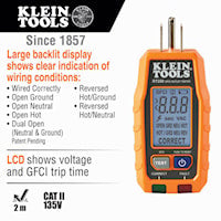 KLEIN TOOLS RT250 DIGITAL GFI TESTER