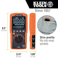 KLEIN TOOLS MM450 SLIM DGTL MLTMTR TRMS AUTORANGING 600V TEMP