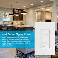LUTRON PD-6WCL-WH-C Caseta® Dimmer 120 V, 600 W Incandescent/Halogen, 150 W LED/CFL White