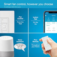 LUTRON PD-FSQN-WH Caseta® Quite Fan Speed Control Wireless, Multi-Location, Single Pole White