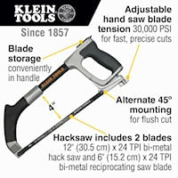 KLEIN TOOLS 702-12 Hacksaw 12 in L 24 TPI