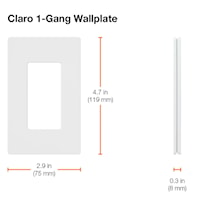 LUTRON CW-1-BL Claro Switch/Dimmer Wallplate 1 Gangs Black 119 mm Lx 75 mm W
