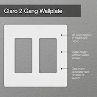 LUTRON CW-2-WH Claro Duplex Receptacle Wallplate 2 Gangs White 119 mm Lx 121 mm W