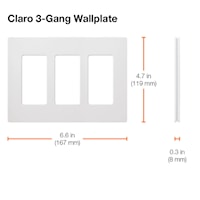LUTRON CW-3-WH Claro Decorator Wallplate 3 Gangs White 119 mm Lx 167 mm W