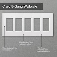 LUTRON CW-5-WH Claro Wallplate 5 Gangs White 119 mm Lx 259 mm W