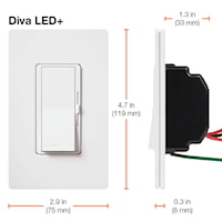 Diva Dimmer 600W Incandescent or 150W LED White 120V