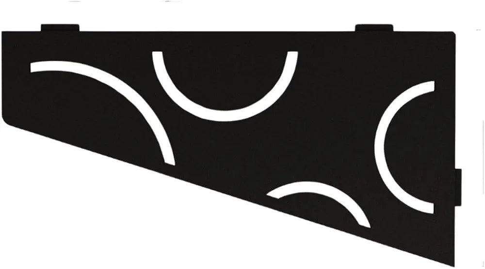 Schluter Quadrilateral Corner Shelf for Tiled Walls - Curve Design, Aluminum Material, Matte Black Finish, 3/32” Thick Anchoring Tabs - SES3D6MGS