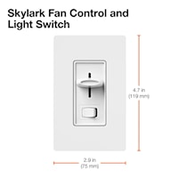 LUTRON SFSQ-LF-WH-CSA Skylark Fan/Light Controller 3 Speed Quiet, Slide/Rocker 1.5 A, White
