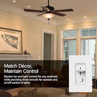 LUTRON SFSQ-LF-WH-CSA Skylark Fan/Light Controller 3 Speed Quiet, Slide/Rocker 1.5 A, White