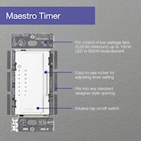 LUTRON MA-T51MN-WH Maestro Countdown Timer 1-Pole 5 A, White