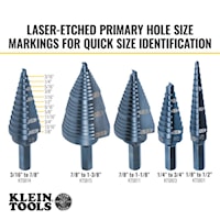 KLEIN TOOLS KTSB14 Step Drill Bit 3/16 in 7/8 in