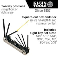 KLEIN TOOLS 70581 Grip-It® Hex Key Set 8 Pieces 3.063 in Handle, 1-7/8 - 3 in Key