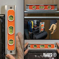 KLEIN TOOLS 935R Torpedo Level Top Read, Rare Earth Magnetic 0.001 in +/- 3 Vials