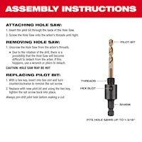 MILWAUKEE 49-56-7010 MILWAUKEE Hole Saw Arbor Hardened Steel