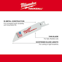 MILWAUKEE 49-00-5418 Hackzall® Reciprocating Saw Blade 4 in 18 TPI