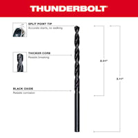 MILWAUKEE 48-89-2716 Thunderbolt® Jobber Length Drill Bit 5/32 in