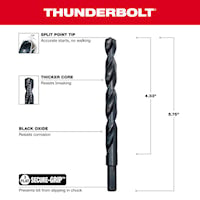 MILWAUKEE 48-89-2736 Thunderbolt® Jobber Length Twist Drill Bit 15/32 in