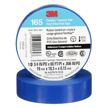 3M CANADA 165BL4A TAPE BLUE 3/4in x 60ft3M Temflex 165