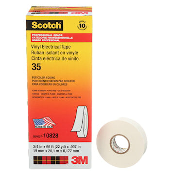 3M CANADA 35-3/4X66WH Scotch® Vinyl Insulating Tape 66 ft Lx 3/4 in W Vinyl White