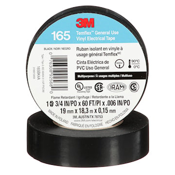 3M CANADA 165BK4A TAPE BLACK 3/4in x 60ft3M Temflex 165
