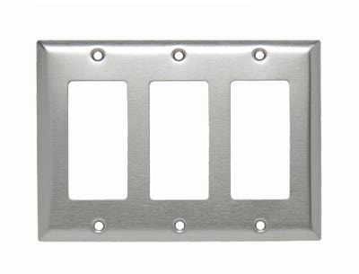 LEGRAND SS263 Pass & Seymour Decorator Wallplate 3 Gangs Stainless Steel 114.3 mm Lx 209.55 mm W