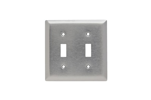 LEGRAND SL2 Pass & Seymour Toggle Wallplate 2 Gangs Stainless Steel 7-1/4 in Lx