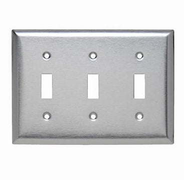 LEGRAND SL3 Pass & Seymour Toggle Wallplate 3 Gangs Silver 5 in Lx