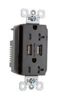 LEGRAND TR5362USBBK Pass & Seymour Combination Duplex Receptacle and USB Charger 3.1 A (USB), 20 A (Receptacle), 125 V, 2000 V Dielectric Withstand, Black