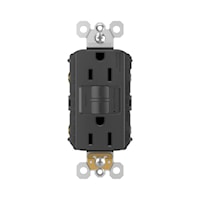LEGRAND 1597TRBK The Radiant® Tamper-Resistant, Self-Test GFCI Duplex Receptacle 15 A, Black