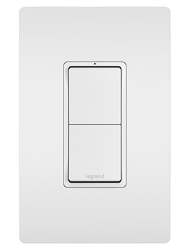 LEGRAND RCD11W The Radiant® Decorator Switch Rocker Switch Two Single Pole Switches 15 A, 120 V White