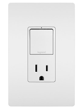 LEGRAND RCD38TRW The Radiant® Combination Single Receptacle and Switch 15 A, 125 V, White