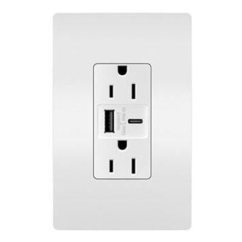 LEGRAND R26USBAC6W USB Charger with Duplex Outlet 15 A, 125 V, White