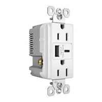 LEGRAND R26USBAC6W USB Charger with Duplex Outlet 15 A, 125 V, White