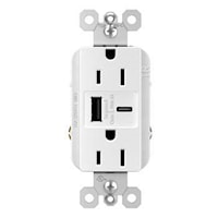 LEGRAND R26USBAC6W USB Charger with Duplex Outlet 15 A, 125 V, White