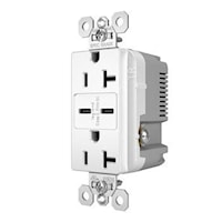 LEGRAND TR20USBCC6WCCV6 20A 125V Tamper-Resistant Duplex Receptacle with USB C/C Fast Charging Ports,