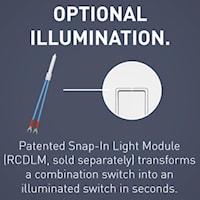 LEGRAND RCD38TRW The Radiant® Combination Single Receptacle and Switch 15 A, 125 V, White