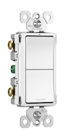 LEGRAND RCD11W The Radiant® Decorator Switch Rocker Switch Two Single Pole Switches 15 A, 120 V White