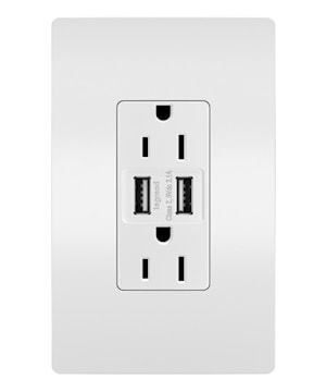 LEGRAND TM826USBW The Radiant® USB Charger and Receptacle 15 A, 125 V, White