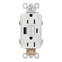 LEGRAND 1597TRUSBACW SELFTEST GFCI REC TR 15AW/USB AC