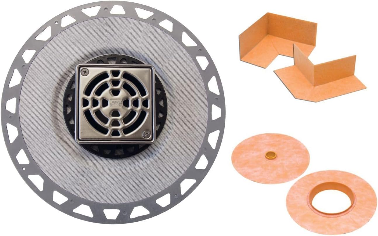 Schluter-KERDI-DRAIN KD2/PVC/E – 4" Stainless Steel Square Grate Shower Drain Kit