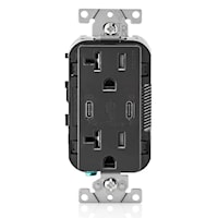 LEVITON T5835-E 30W (6A) USB Dual Type-C/C Power Delivery Wall Outlet Charger with 20A