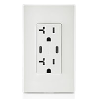 LEVITON T5835-W 20 AMP 125 VOLT DUAL C/CUSB DECORA TAMPER RES