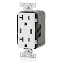 LEVITON T5835-W 20 AMP 125 VOLT DUAL C/CUSB DECORA TAMPER RES